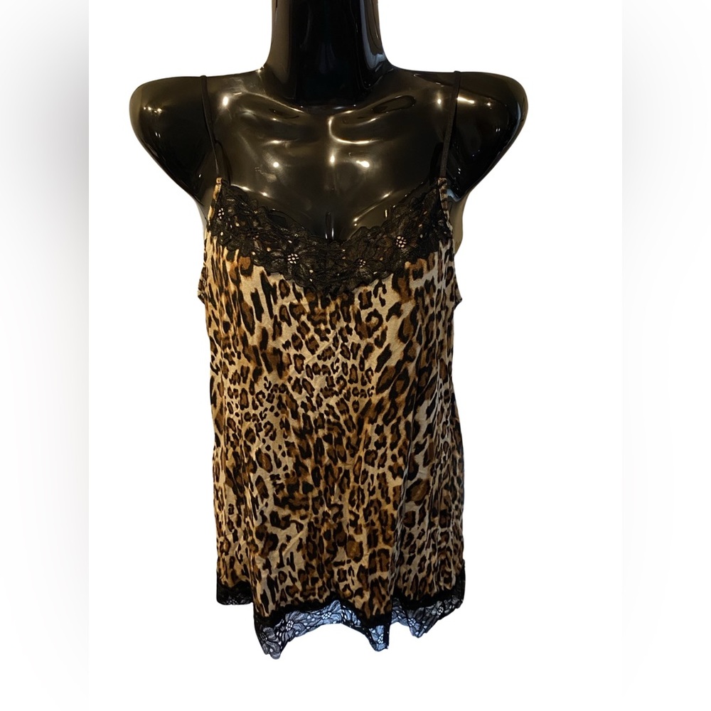 Cato Size Medium Lace Embellished Leopard Print Camisole Cami Top
